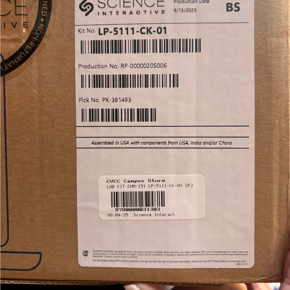 Science Interactive Kit Box for CHM 151 General Chemistry BRAND NEW